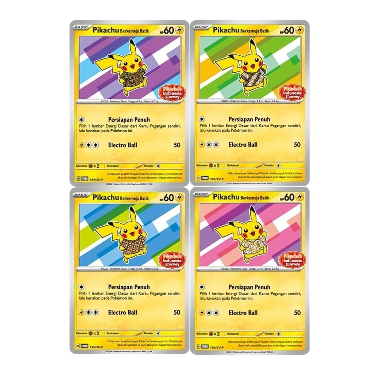 Pikachu Wearing a Batik Shirt (Set mit 4)